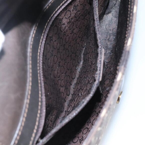 CELINE C Macadam Canvas Shoulder Bag Brown Gold - Picture 13 of 16